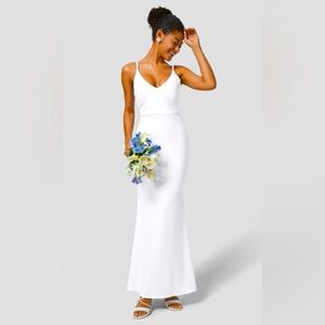 HALARA Backless Adjustable Strap Maxi Mermaid Slip Dress. Size Large. NWT. White